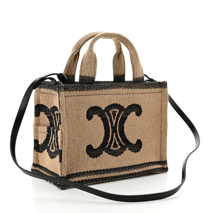 Celine Stripe Triomphe Small Cabas Beige Black 3 of 9