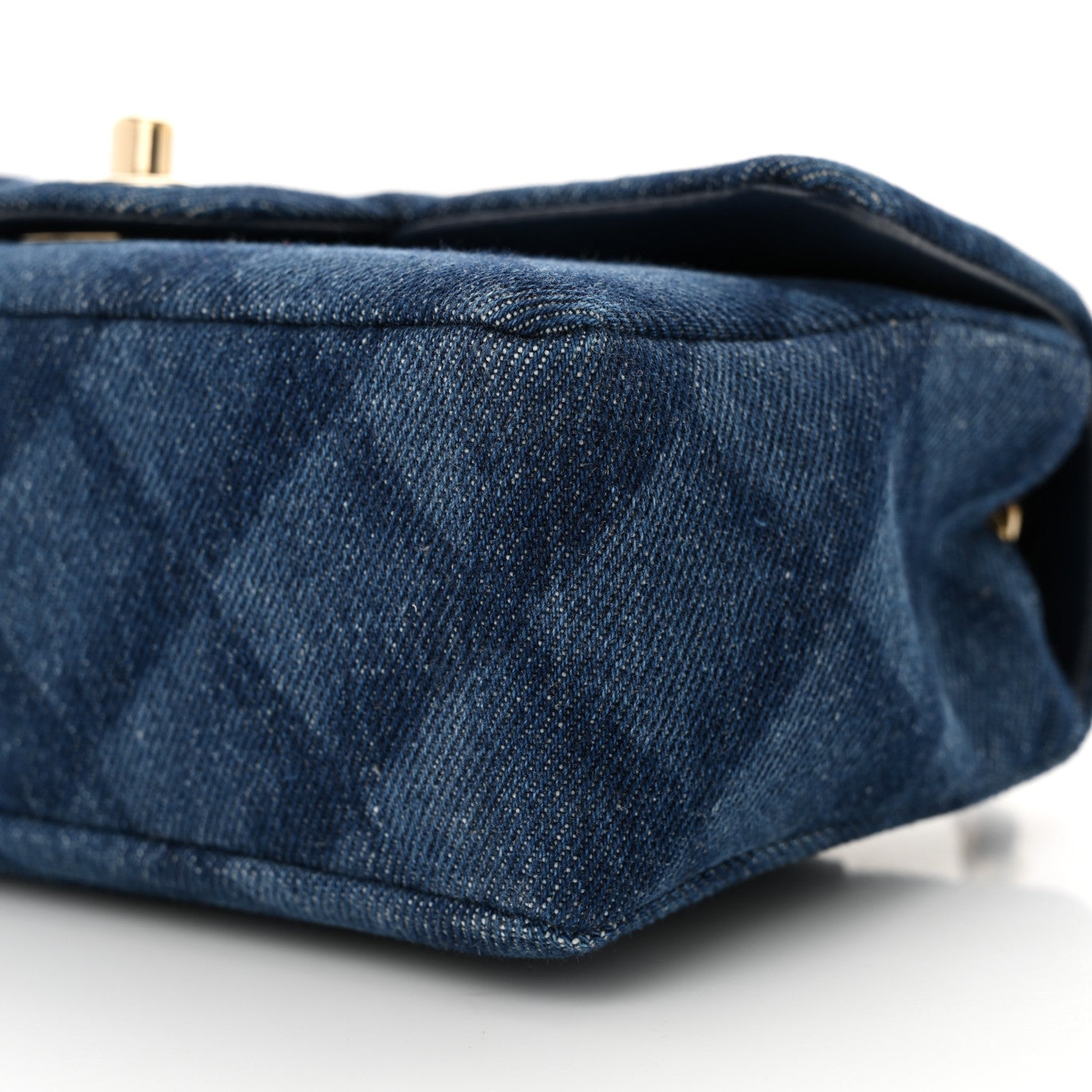 Chanel Printed Denim Quilted Mini Rectangular Flap Dark Blue 10 of 11
