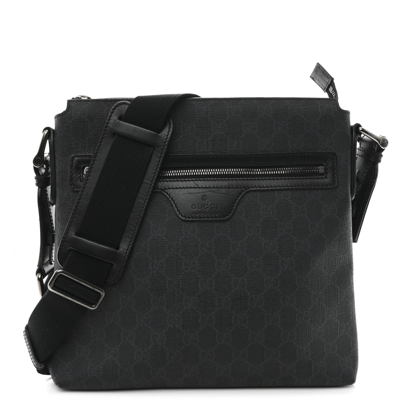 GG Supreme Monogram Crossbody Messenger Bag Black Grey