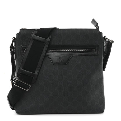 Gucci GG Supreme Monogram Crossbody Messenger Bag Black Grey 1 of 14