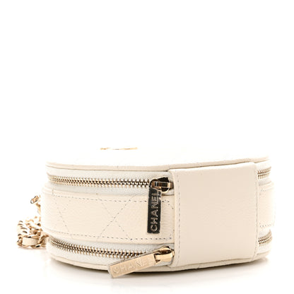Chanel Caviar Quilted Round Handle With Care Vanity With Chain White 4 of 11