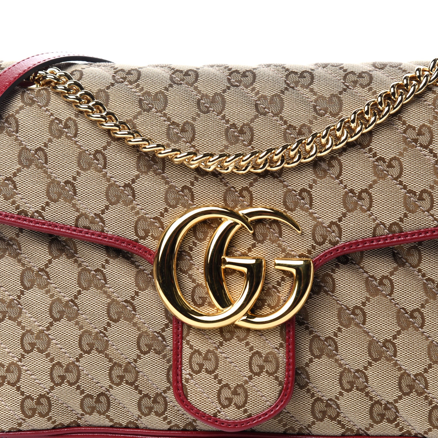 Gucci Monogram Azalea Calfskin Matelasse Diagonal Medium GG Marmont Shoulder Bag Beige Ebony New Cherry Red 10 of 10