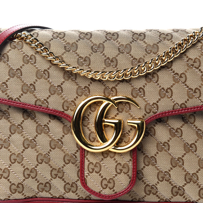 Gucci Monogram Azalea Calfskin Matelasse Diagonal Medium GG Marmont Shoulder Bag Beige Ebony New Cherry Red 10 of 10