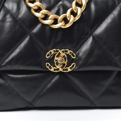 Chanel Goatskin Quilted Large 19 Flap Black 8 of 10
