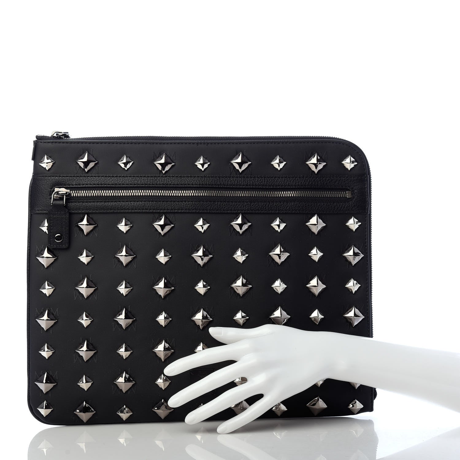 MCM Coated Canvas Studded Pouch Black 2 of 6