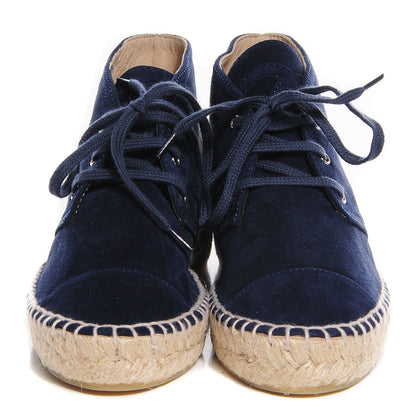 Chanel Suede Lace Up Espadrilles 35 Dark Navy Blue 2 of 6
