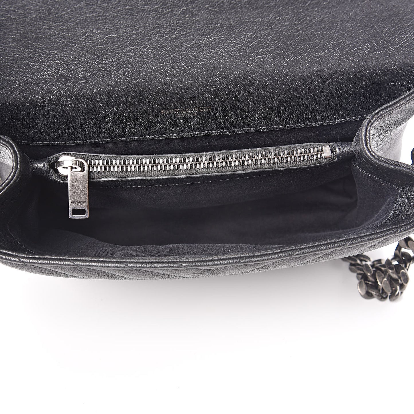 Sheepskin Matelasse Chevron Monogram Medium College Bag Black