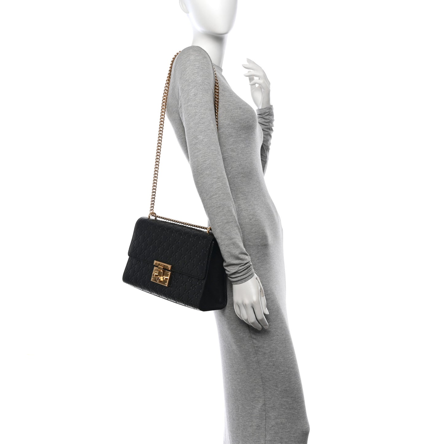 Guccissima Medium Padlock Shoulder Bag Black
