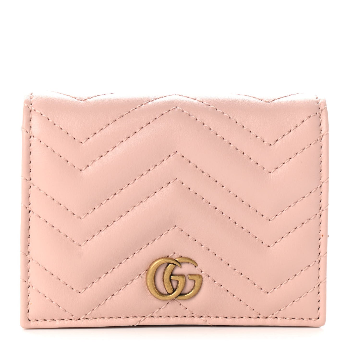 Calfskin Matelasse GG Marmont Card Case Wallet Perfect Pink