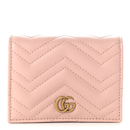 Gucci Calfskin Matelasse GG Marmont Card Case Wallet Perfect Pink 1 of 8