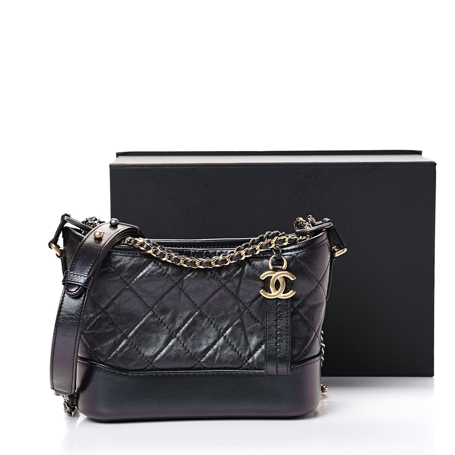 Chanel Aged Calfskin Quilted Small Gabrielle Hobo Black 10 of 10