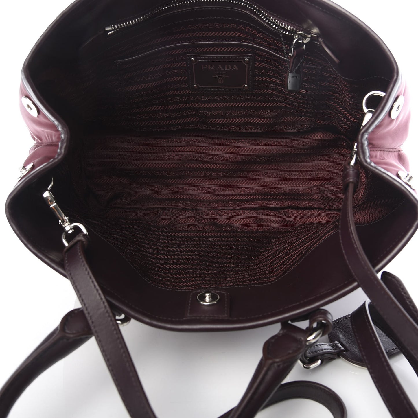 Nylon Tessuto Soft Calf Tote Granato