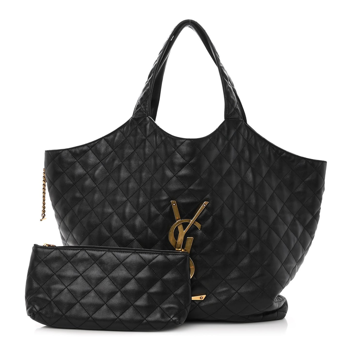 Lambskin Quilted Maxi Icare Shopping Tote Black