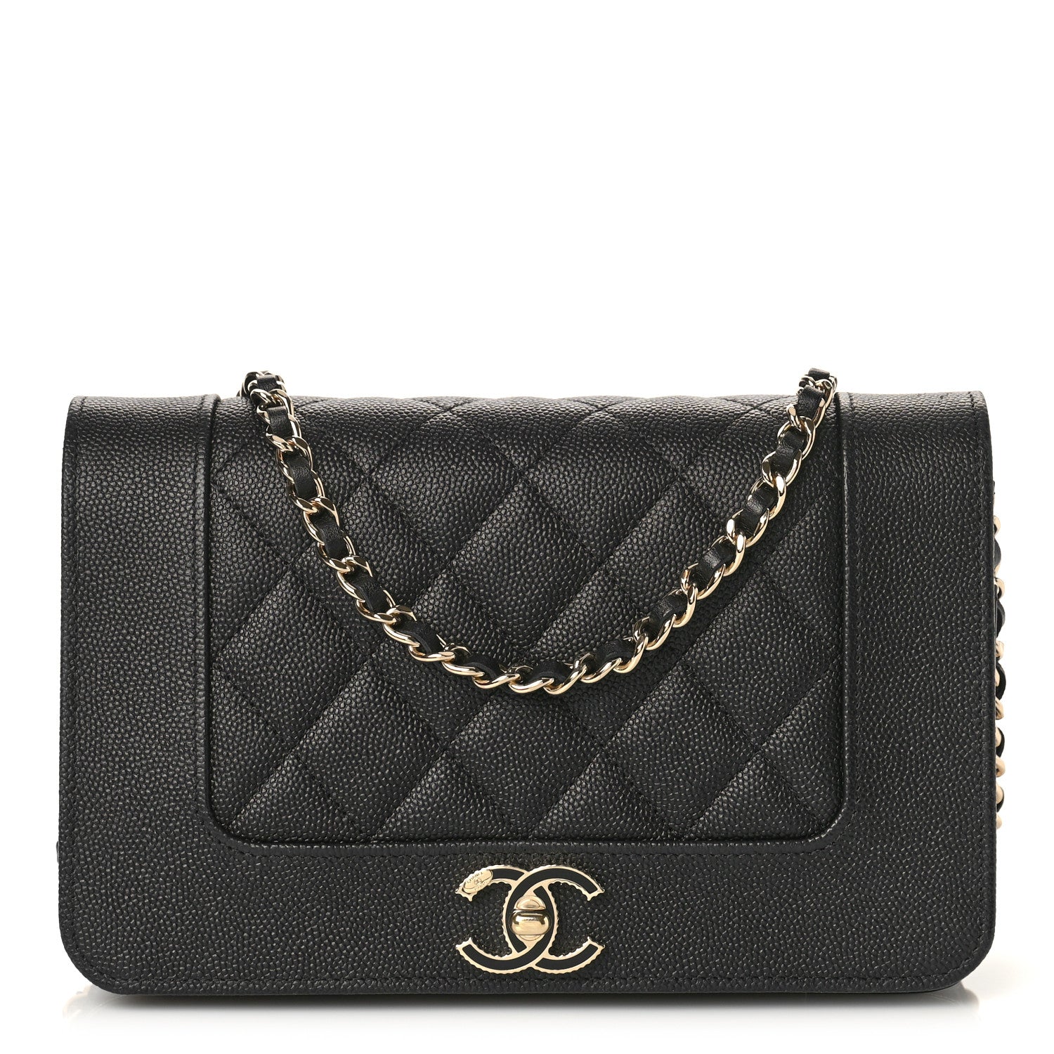 Chanel Caviar Quilted Vintage Mademoiselle Wallet On Chain WOC Black 1 of 12