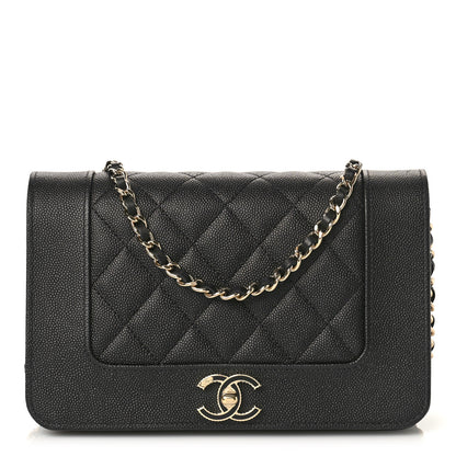 Chanel Caviar Quilted Vintage Mademoiselle Wallet On Chain WOC Black 1 of 12