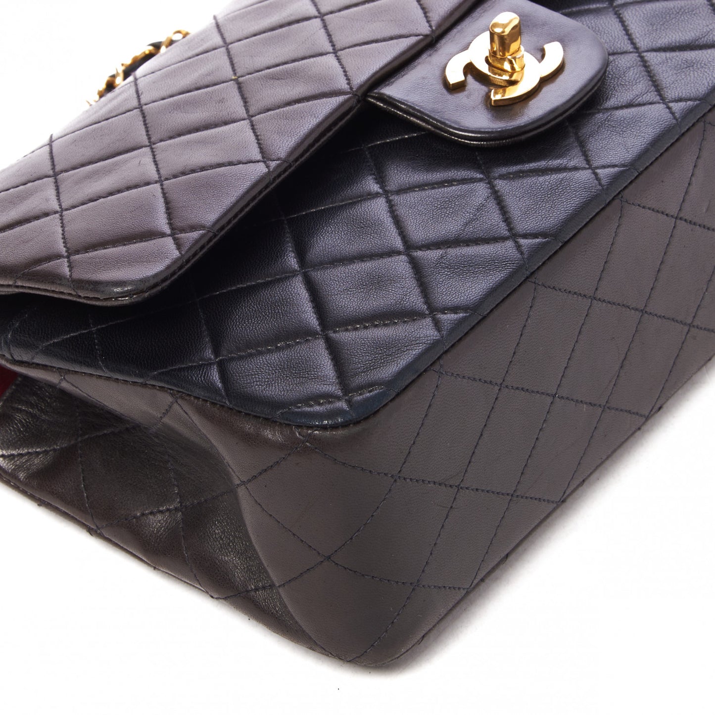 Lambskin Quilted Medium Double Flap Black