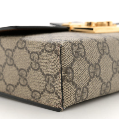Gucci GG Supreme Monogram Calfskin Mini Padlock Top Handle Shoulder Bag Beige Black Cuir 9 of 11