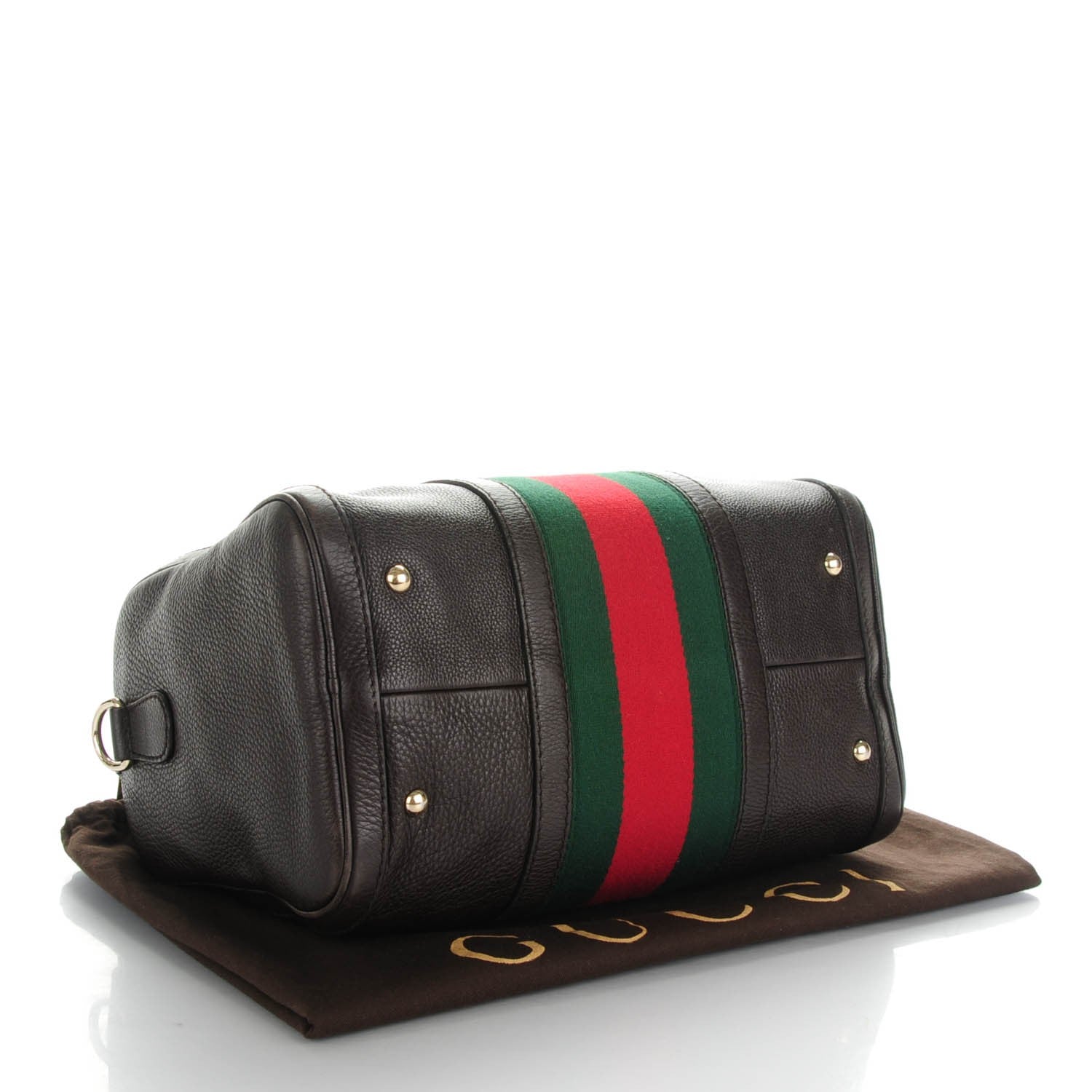 Gucci Calfskin Medium Vintage Web Boston Dark Brown 4 of 9