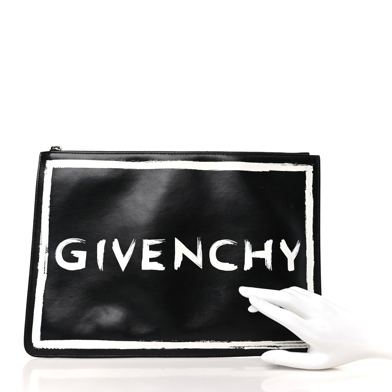 Givenchy Smooth Calfskin Graffiti Paint Logo Pouch Black 2 of 9