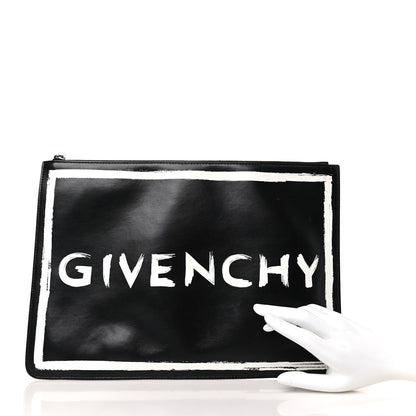 Givenchy Smooth Calfskin Graffiti Paint Logo Pouch Black 2 of 9