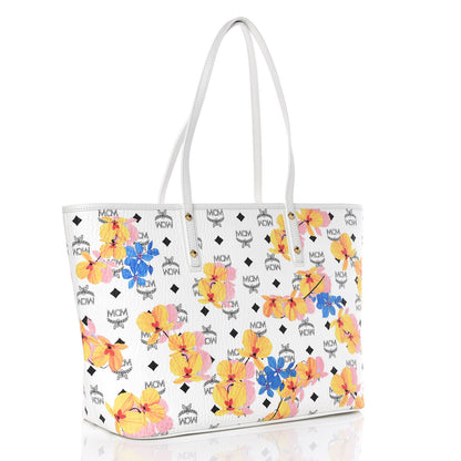 MCM Visetos Medium Anya Essential Floral Print Shopper Tote White 4 of 10