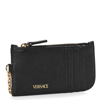Versace Grained Calfskin La Medusa Zip Card Case Black 3 of 9