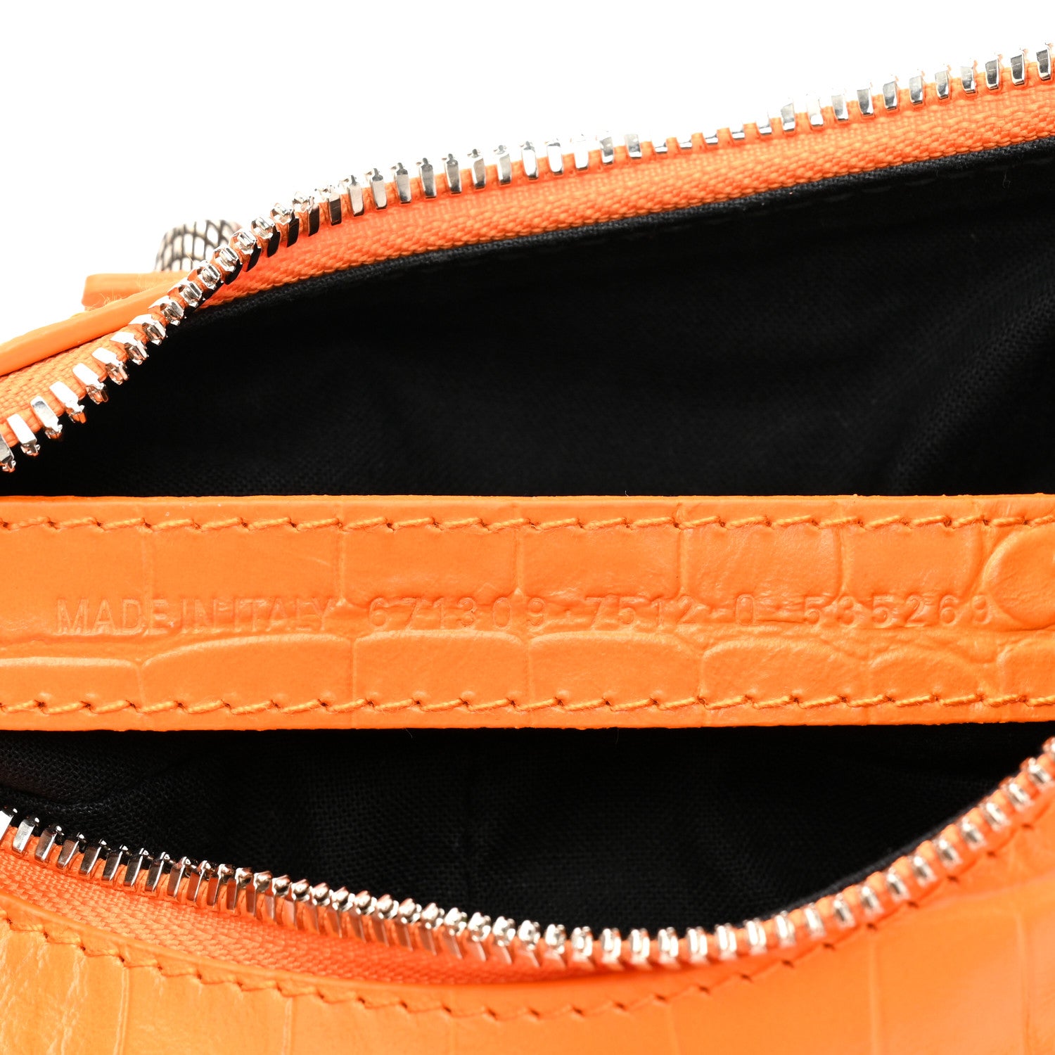Balenciaga Extra Supple Calfskin Crocodile Embossed Le Cagole Shoulder Bag XS Pop Orange 7 of 12