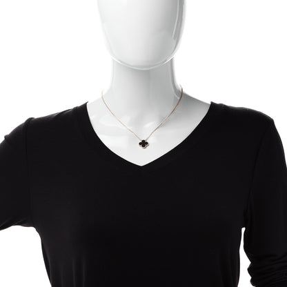 Van Cleef & Arpels 18K Yellow Gold Black Onyx Vintage Alhambra Pendant Necklace 2 of 6