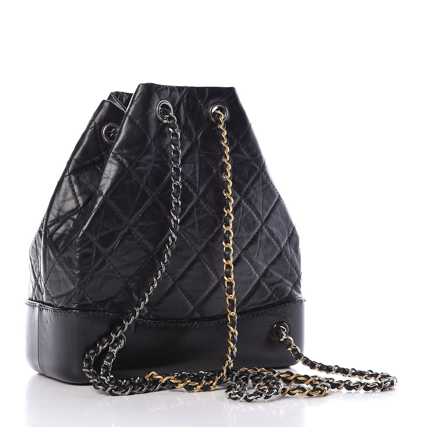 Aged Calfskin Quilted Small Gabrielle Backpack Black