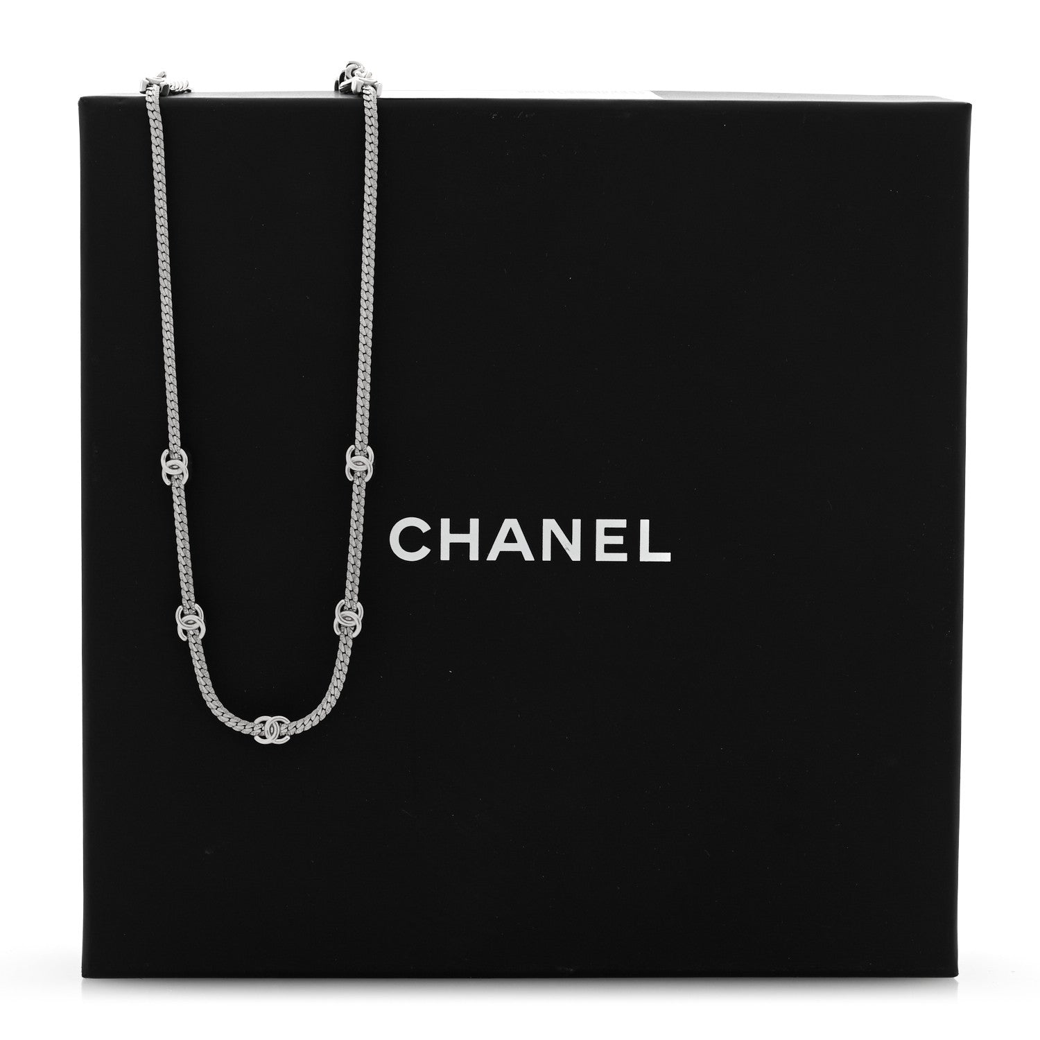 Chanel Metal CC Short Chain Necklace Silver 5 of 5
