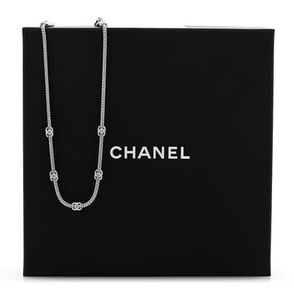 Chanel Metal CC Short Chain Necklace Silver 5 of 5