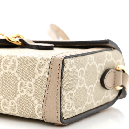 Gucci GG Supreme Monogram Textured Dollar Calfskin Mini Horsebit 1955 Shoulder Bag Beige Mystic White Oatmeal 10 of 10