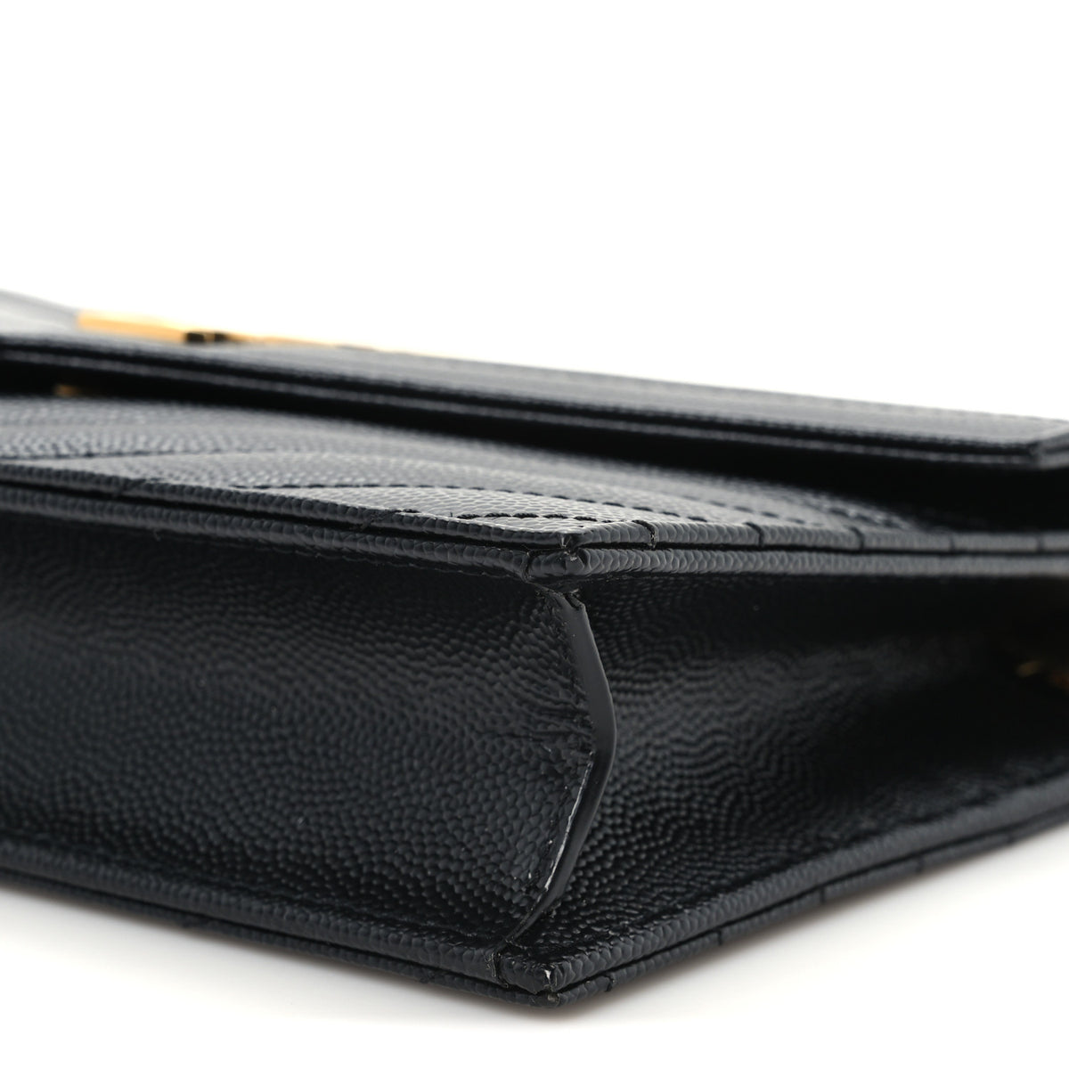 Grain De Poudre Matelasse Chevron Monogram Envelope Chain Wallet Black