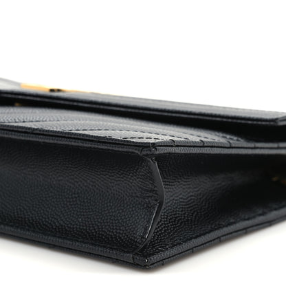 Saint Laurent Grain De Poudre Matelasse Chevron Monogram Envelope Chain Wallet Black 8 of 8