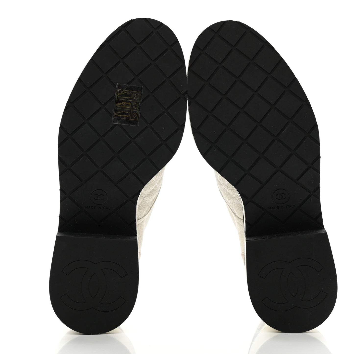 Pearly Calfskin Patent Calfskin Quilted Lace Up Boots 35 White Light Gray Black