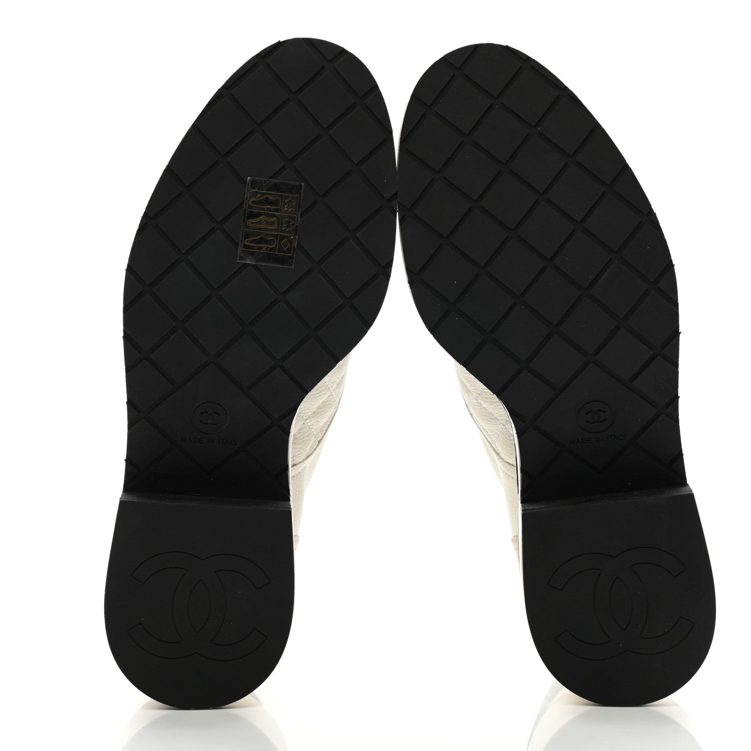 Chanel Pearly Calfskin Patent Calfskin Quilted Lace Up Boots 35 White Light Gray Black 5 of 9