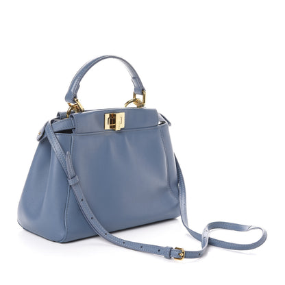 Fendi Nappa Mini Peekaboo Iconic Satchel Blue 4 of 10