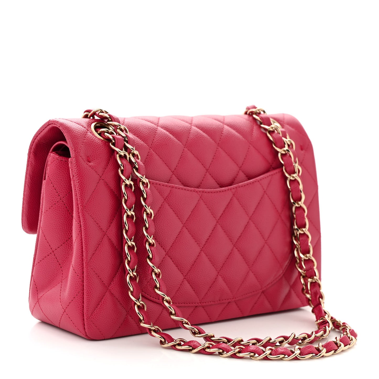 Caviar Quilted Small Double Flap Fuchsia