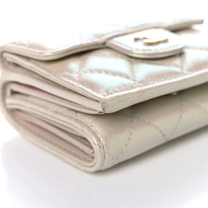 Chanel Iridescent Lambskin Quilted Double Flap Wallet Ivory 9 of 13