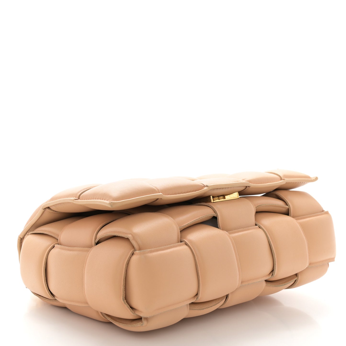 Lambskin Maxi Intreccio Padded Chain Cassette Crossbody Bag Almond