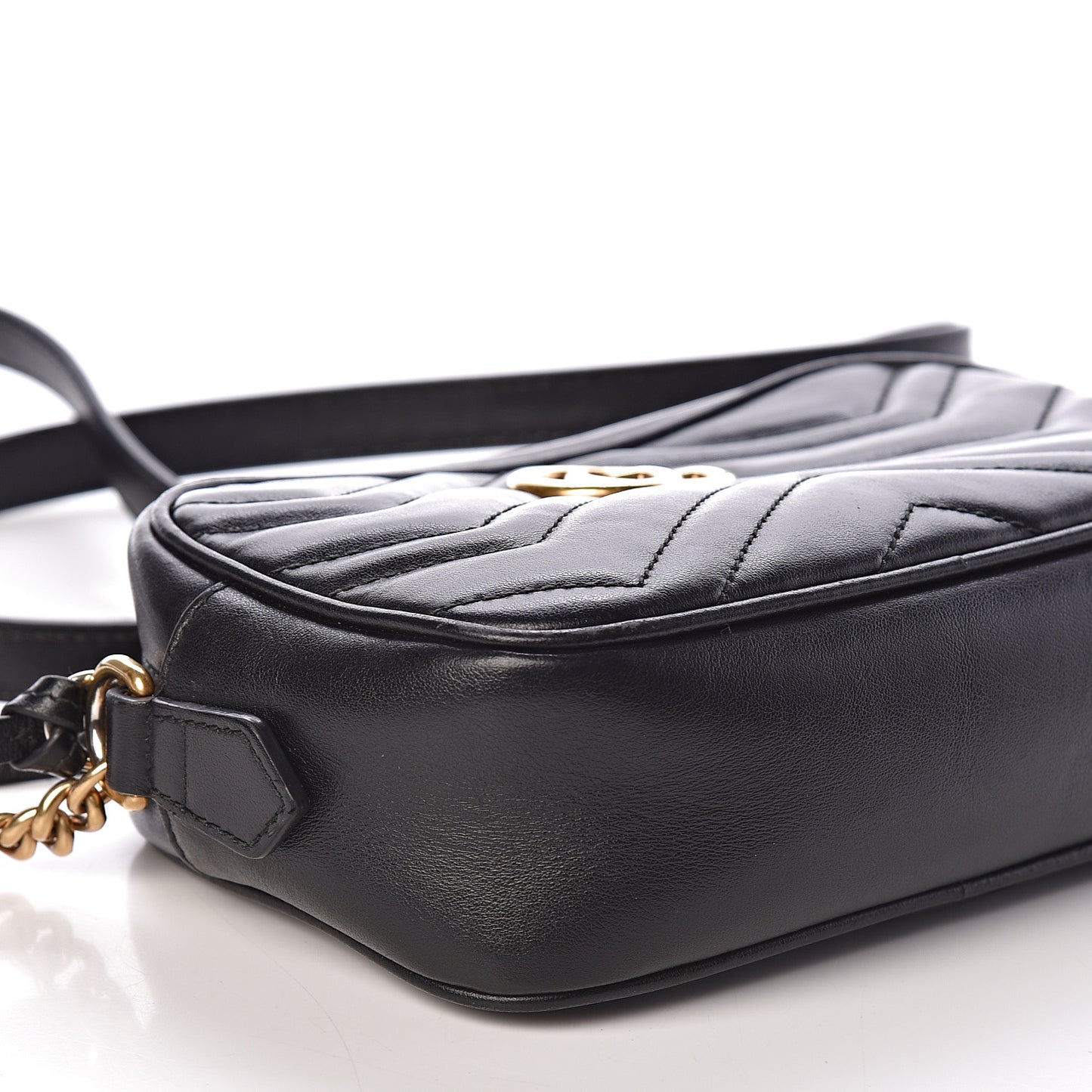 Calfskin Matelasse Mini GG Marmont Chain Shoulder Bag Black