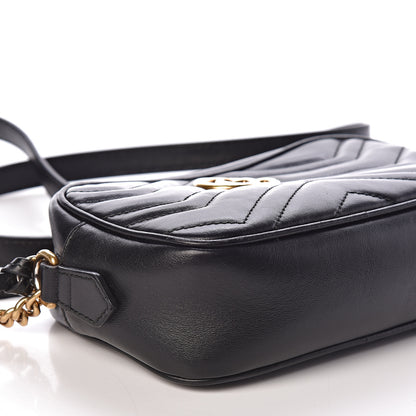 Gucci Calfskin Matelasse Mini GG Marmont Chain Shoulder Bag Black 10 of 12