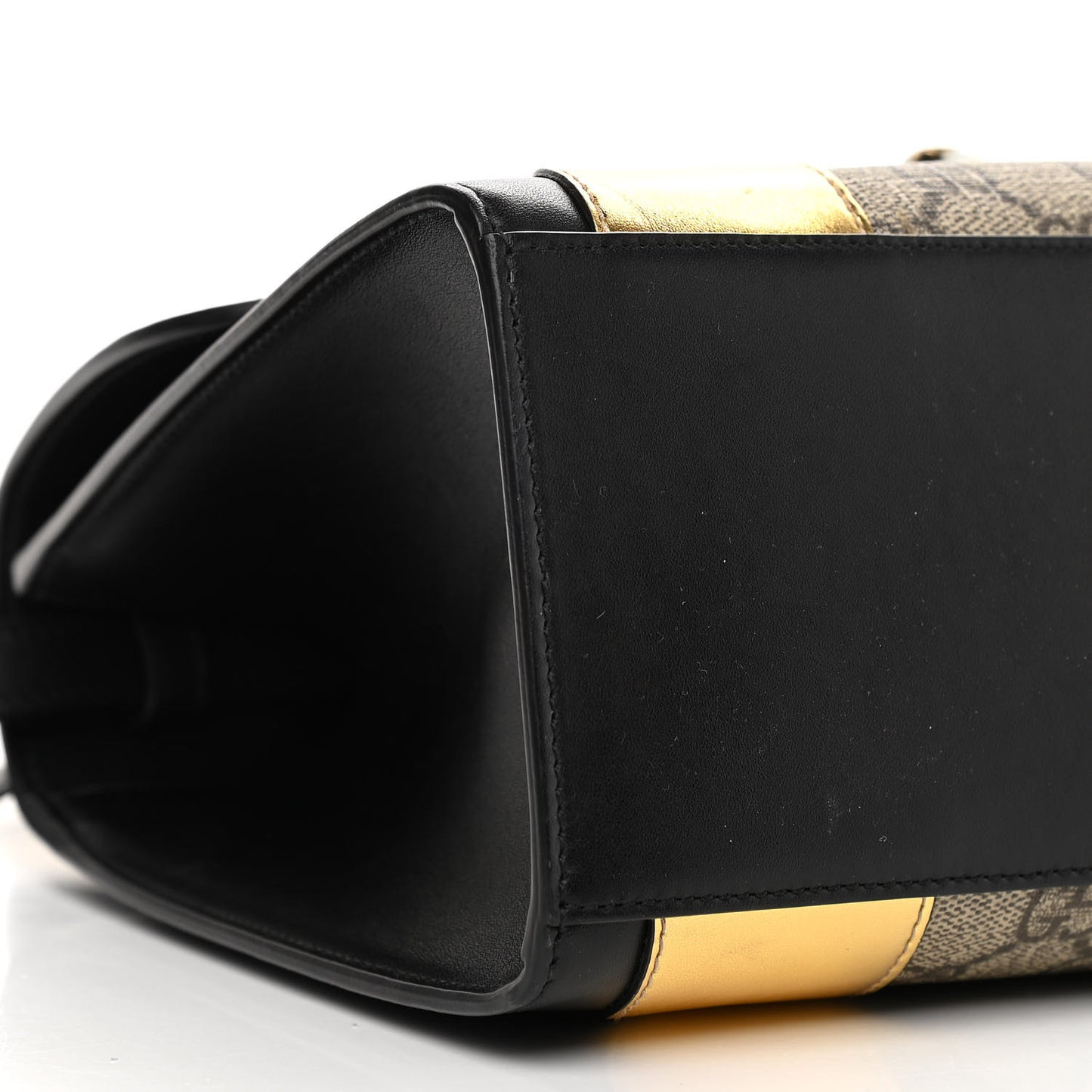 GG Supreme Monogram Small Osiride Top Handle Bag Black Gold