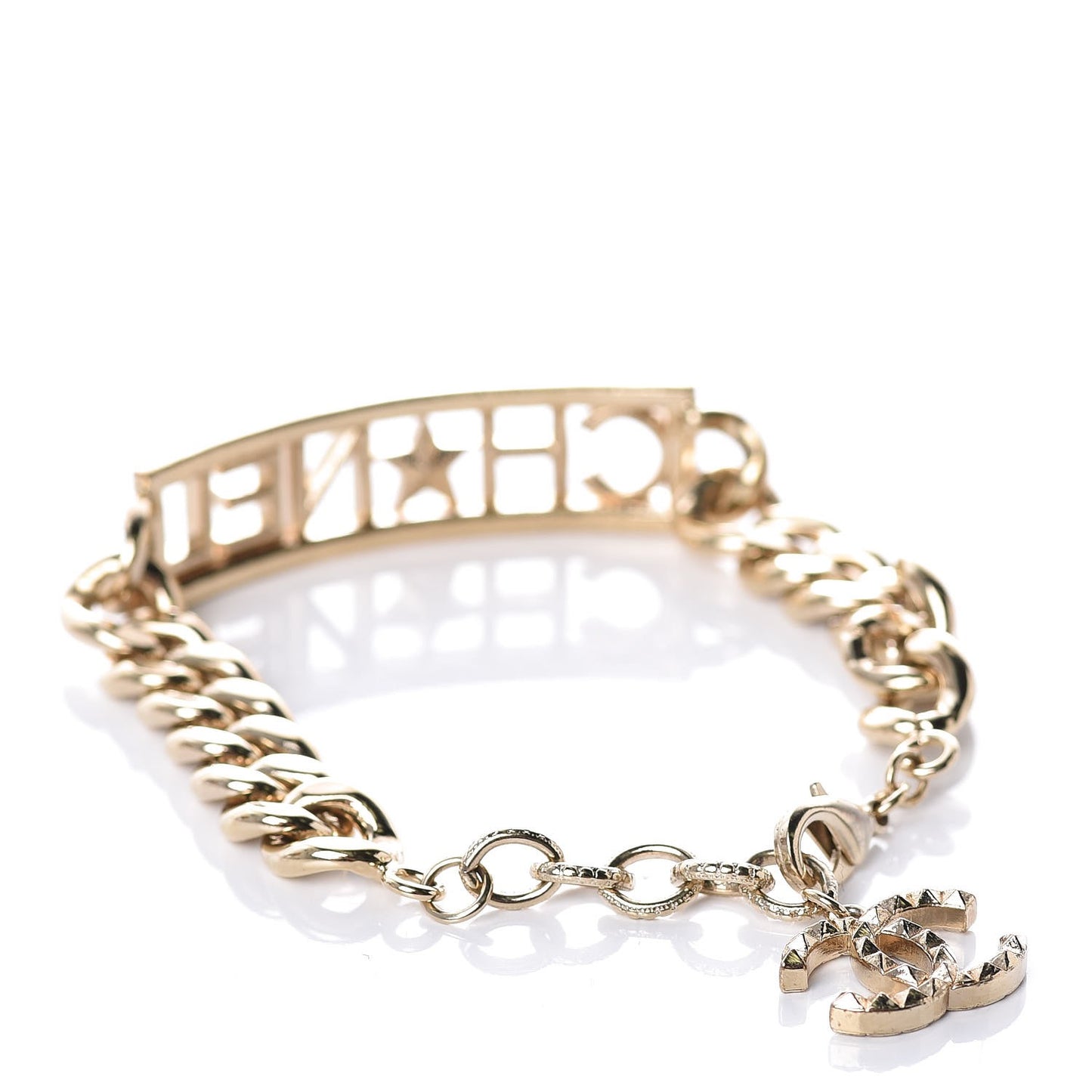 Crystal Chain Logo Bracelet Gold