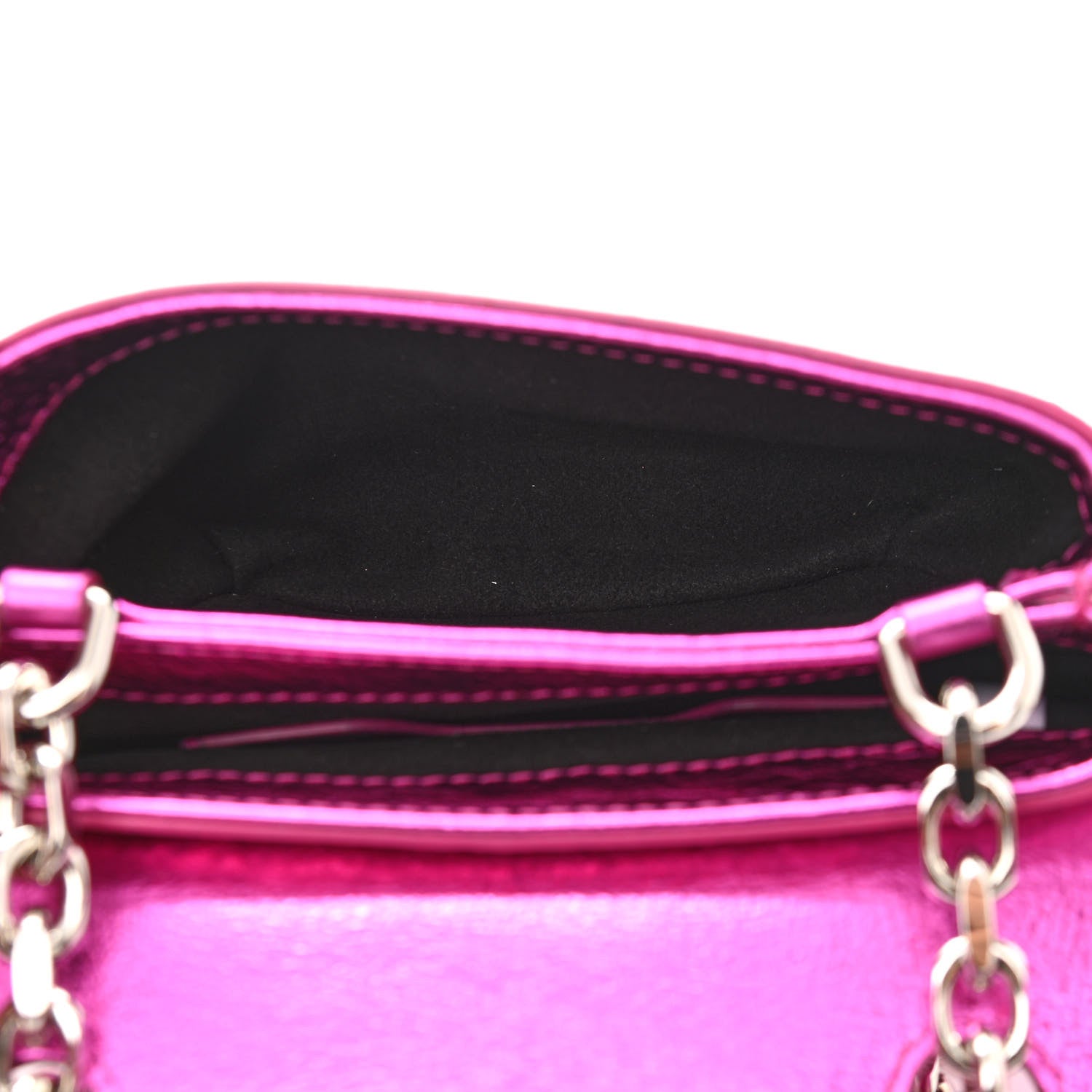 Off-White Calfskin Metallic Small Binder Clip Crossbody Pink 9 of 14