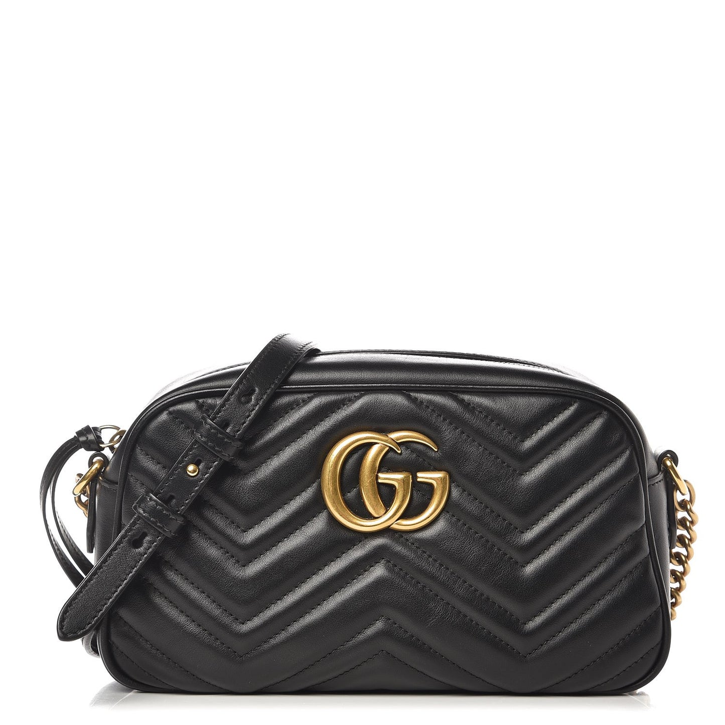 Calfskin Matelasse Small GG Marmont Chain Shoulder Bag Black