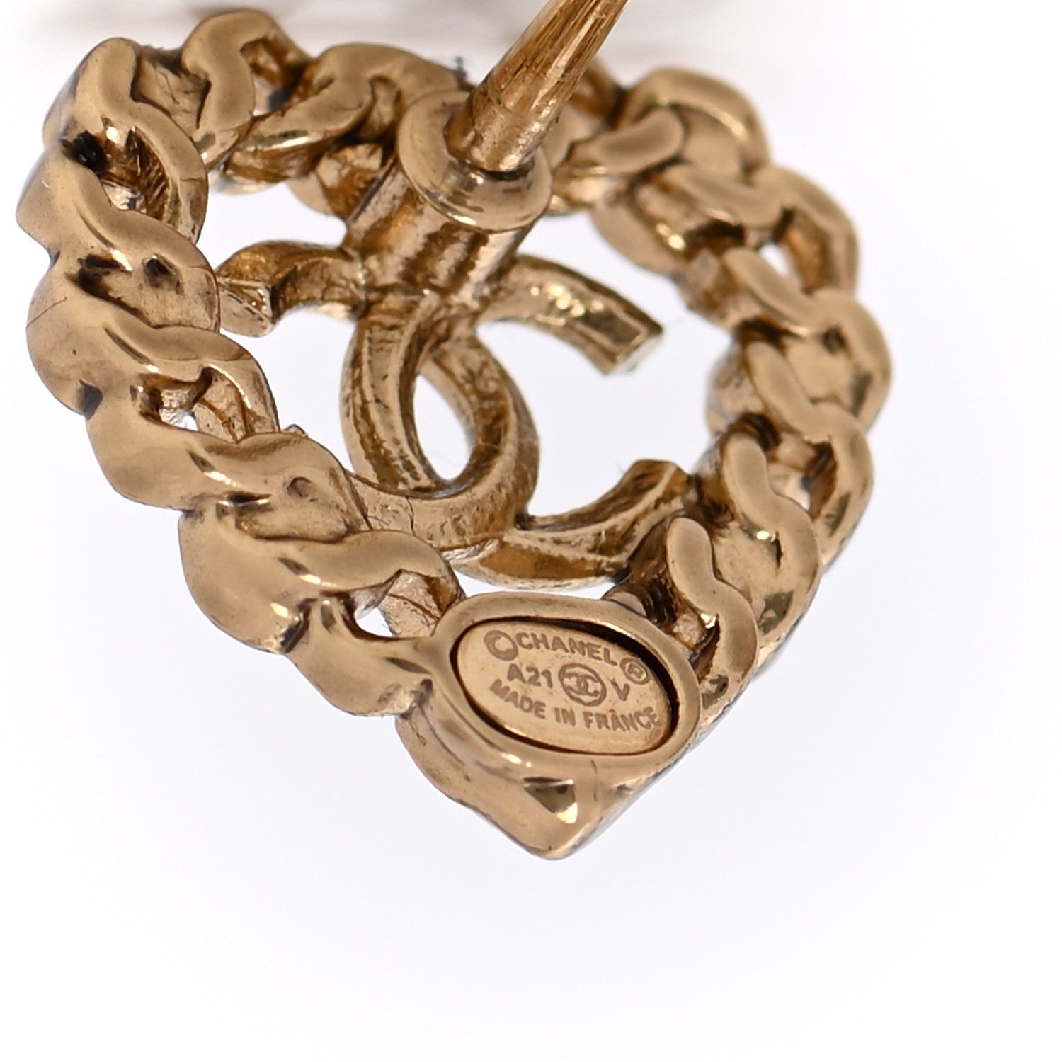 Chanel Pearl Crystal CC Heart Earrings Gold Multicolor 4 of 4