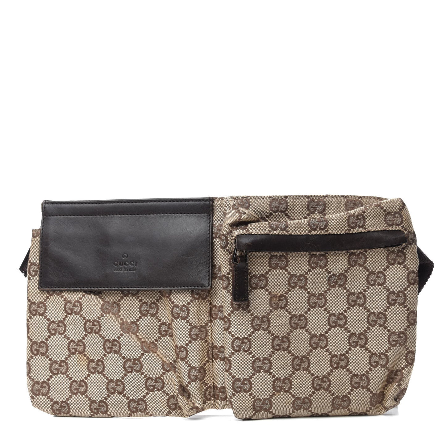 GG Monogram Double Pocket Belt Bag Dark Brown