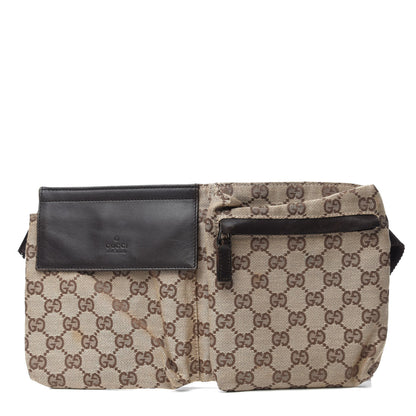 Gucci GG Monogram Double Pocket Belt Bag Dark Brown 1 of 13