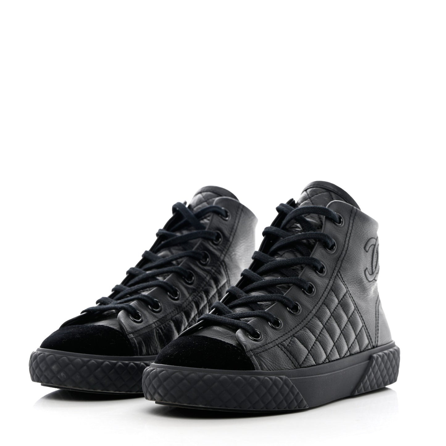 Calfskin High Top CC Sneakers 36.5 Black
